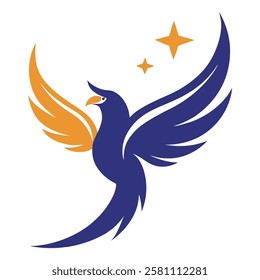 A beautiful flying bird logo vector art illustration