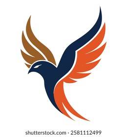 A beautiful flying bird logo vector art illustration