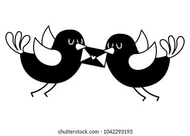 beautiful flying birds with message in beak lovely