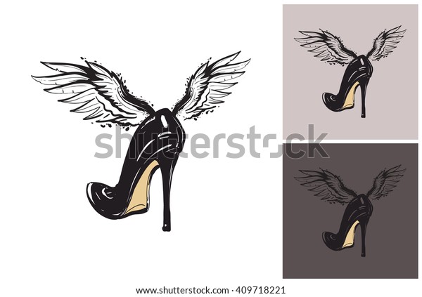 high heels with angel wings