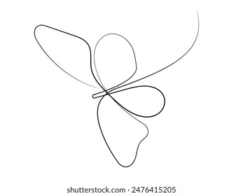 Beautiful flying butterfly. One line continuous drawing. Moth template for wellbeing, nail, beauty, spa salons logotype. Simple thin linear style. Editable strokes. Doodle graphic illustration.