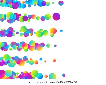 Wunderschöne fliegende Konfetti-Dekoration Vektorgrafik Hintergrund. Regenbogen rund Elemente Karneval Vektorgrafik. Überraschung geplatzt Party Konfetti. Festliche Musik Feier Dekoration Illustration. Pailletten von oben ansehen.