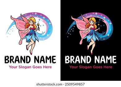 beautiful Flying Fairy logo design vector illustration