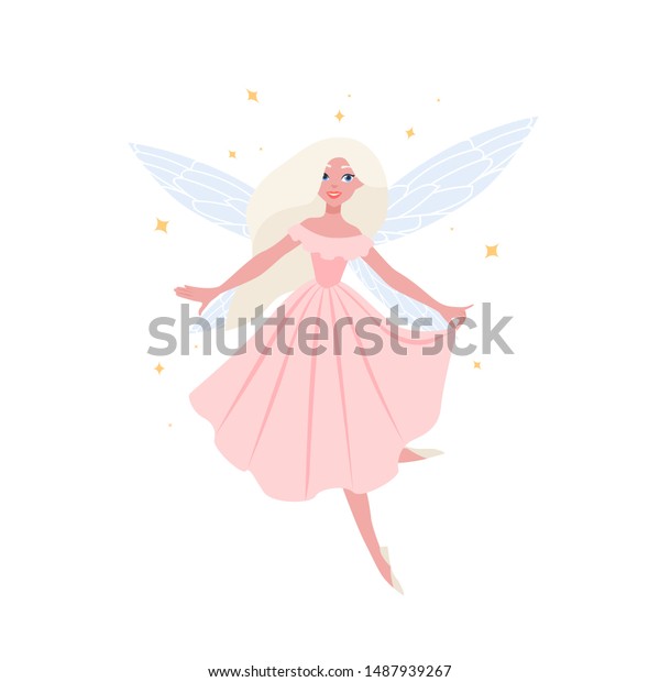 Beautiful Flying Fairy Owith Blonde Hair のベクター画像素材 ロイヤリティフリー