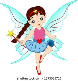 Beautiful Flying Fairy. Vector Fairy isolated on white background