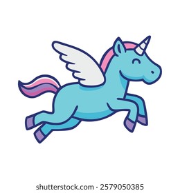 Beautiful flying unicorn galloping with elegant wings