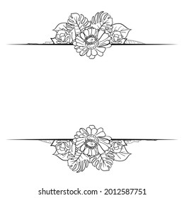 Beautiful Foliage Floral Frame Text Divider with elegant floral Can be used for your wedding, birthday invitation