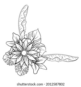 Schöner Blattfloraler Rahmentext-Divider mit elegantem Blumenorchester Kann für Ihre Hochzeit, Geburtstagseinladung verwendet werden