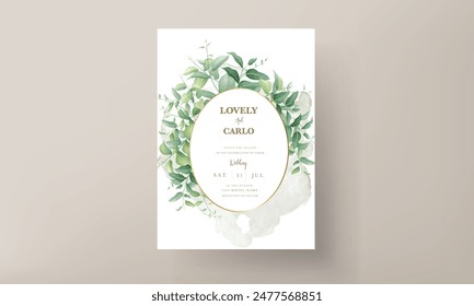 Beautiful foliage set for wedding invitation template design