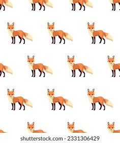 Beautiful Folk Fox Seamless Pattern.