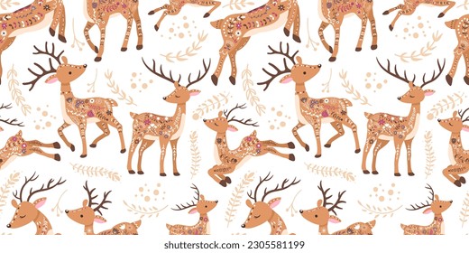 Beautiful Folk Reindeer Seamless Pattern