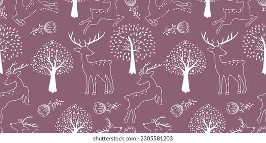 Beautiful Folk Reindeer Seamless Pattern