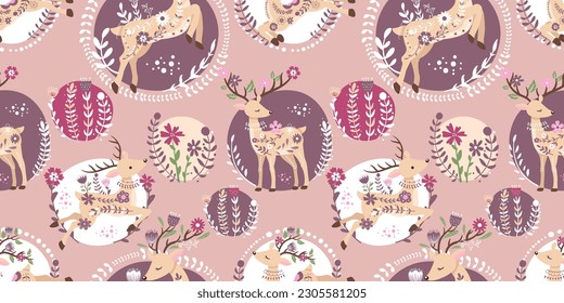 Beautiful Folk Reindeer Seamless Pattern