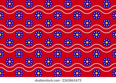 Beautiful Folk Slavic, Moravian, Hungarian motif floral with curve lines ethnic pattern style with red background. Design for fabric, clothing, textile, batik, wrapping, printing, carpet, home decor. 