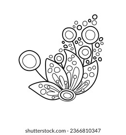 Beautiful Folkloric Flower, Nature Inspired Design Element. Ornate Abstract Pattern. Ethnic Motif, Floral Style. Vector Illustration. Coloring Book Page