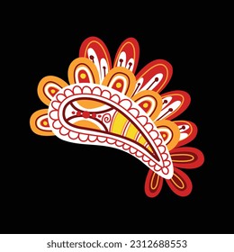 Beautiful Folkloric Indian Cucumber, Nature Inspired Design Element. Ornate Abstract Pattern. Ethnic Motif, Floral Style. Vector Illustration 