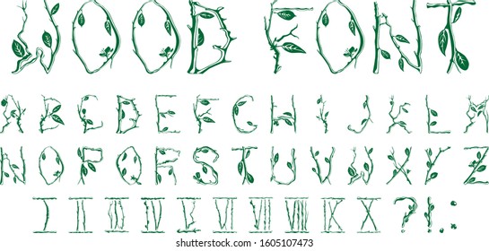 Beautiful Font Elven Style Twigs Leaves Stock Vector (Royalty Free ...