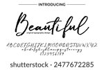 Beautiful Font Stylish brush painted an uppercase vector letters, alphabet, typeface