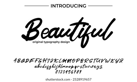 Fonte bonita Pincel elegante pintado com letras maiúsculas vetoriais, alfabeto, fonte