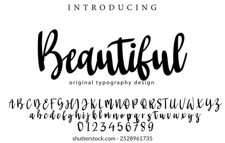 Beautiful Font Stylish brush painted an uppercase vector letters, alphabet, typeface