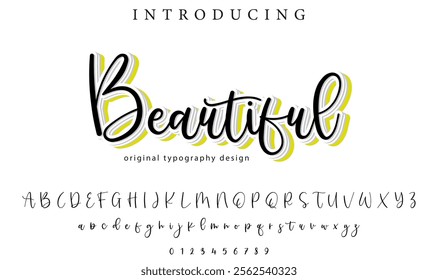Beautiful Font Stylish brush painted an uppercase vector letters, alphabet, typeface