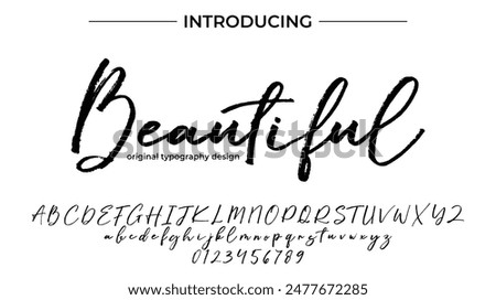 Beautiful Font Stylish brush painted an uppercase vector letters, alphabet, typeface