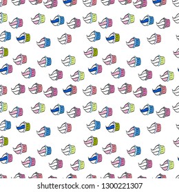 Beautiful food design elements, perfect for prints and patterns. Vector illustration. Seamless pattern with hand drawn delicious cupcakes on black, white and neutral.
