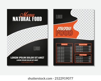Beautiful food menu design template. Food menu poster design. A menu for the restaurant features 