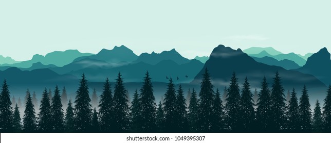 Beautiful forest full Tree banners.Trees top view for landscape vector illustration.