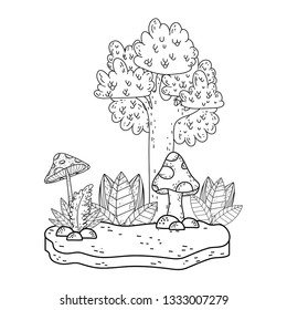 beautiful forest and fungus landscape scene