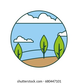 beautiful forest landscape icon