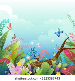 beautiful forest scene background with gradient concept