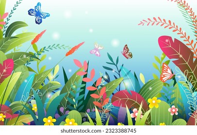 beautiful forest scene background with gradient concept