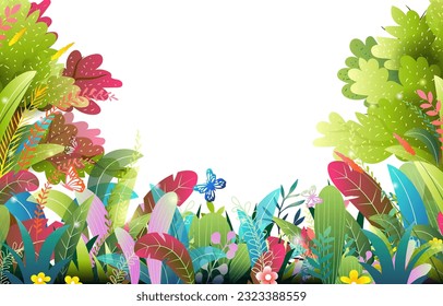 beautiful forest scene on white background