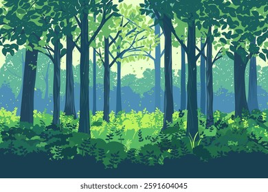 Beautiful Forest. Beautiful spring and summer landscape. Summer day in nature. Sunny day in forest