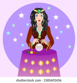 Beautiful Fortune Teller Predicts Future Luck Stock Vector (Royalty ...