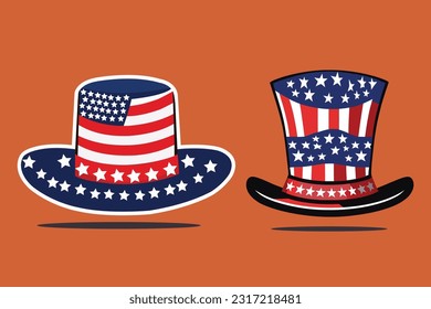 A beautiful fourth American hat, 4th of July USA flag clip art Vector illustration. This is an editable and high quality vector eps file.