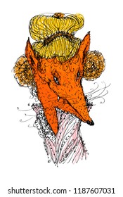 A beautiful fox with golden hair. Suitable for t-shirts and fashion.Can be used in social networks, for articles, publications, cards, print, poster, sticker, on a t-shirt.