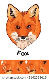 Beautiful fox head of  wild animal living in nature with a print texture of the skin