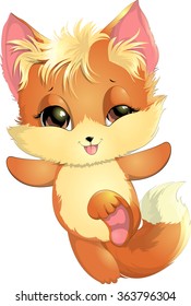 beautiful fox on a white background