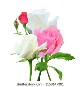 Beautiful fragrant flower. Wonderful Rose. Elements for label design. Vector illustration. Ingredients in triangulation technique. Rose low poly.
