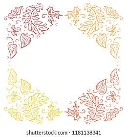 Beautiful frame of autumn leaves. Vector illustration