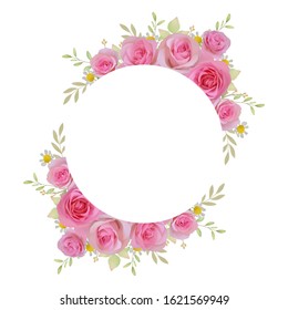 Cute Wreath Leaves White Roses Pyrethrum Stock Vector (Royalty Free ...