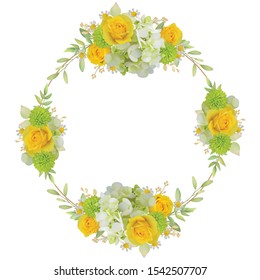Beautiful frame background with floral roses and hydrangea

