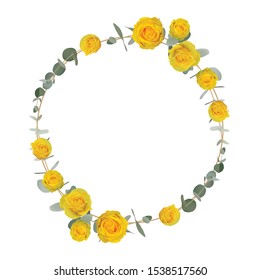 Beautiful frame background with floral yellow roses
