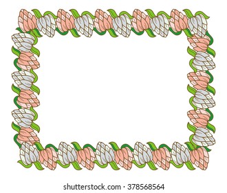 Beautiful frame with blooming clover flowers 