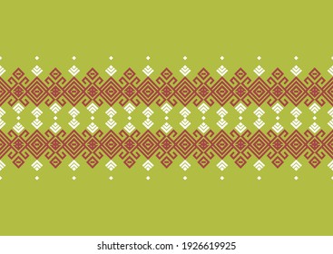 Beautiful Frame and Border of Indonesian Batik Songket from Lombok Sasak Bali Island Village with Antique Motif and Gold, Pop Modern Color - Vector Stock