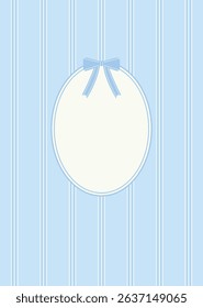 Beautiful frame with bow on striped background. Vector illustration.