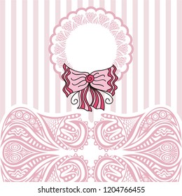 Beautiful frame with bow. Vector illustration