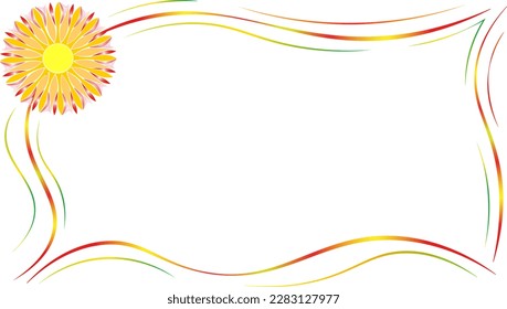 beautiful frame with a bright sun, on a white background